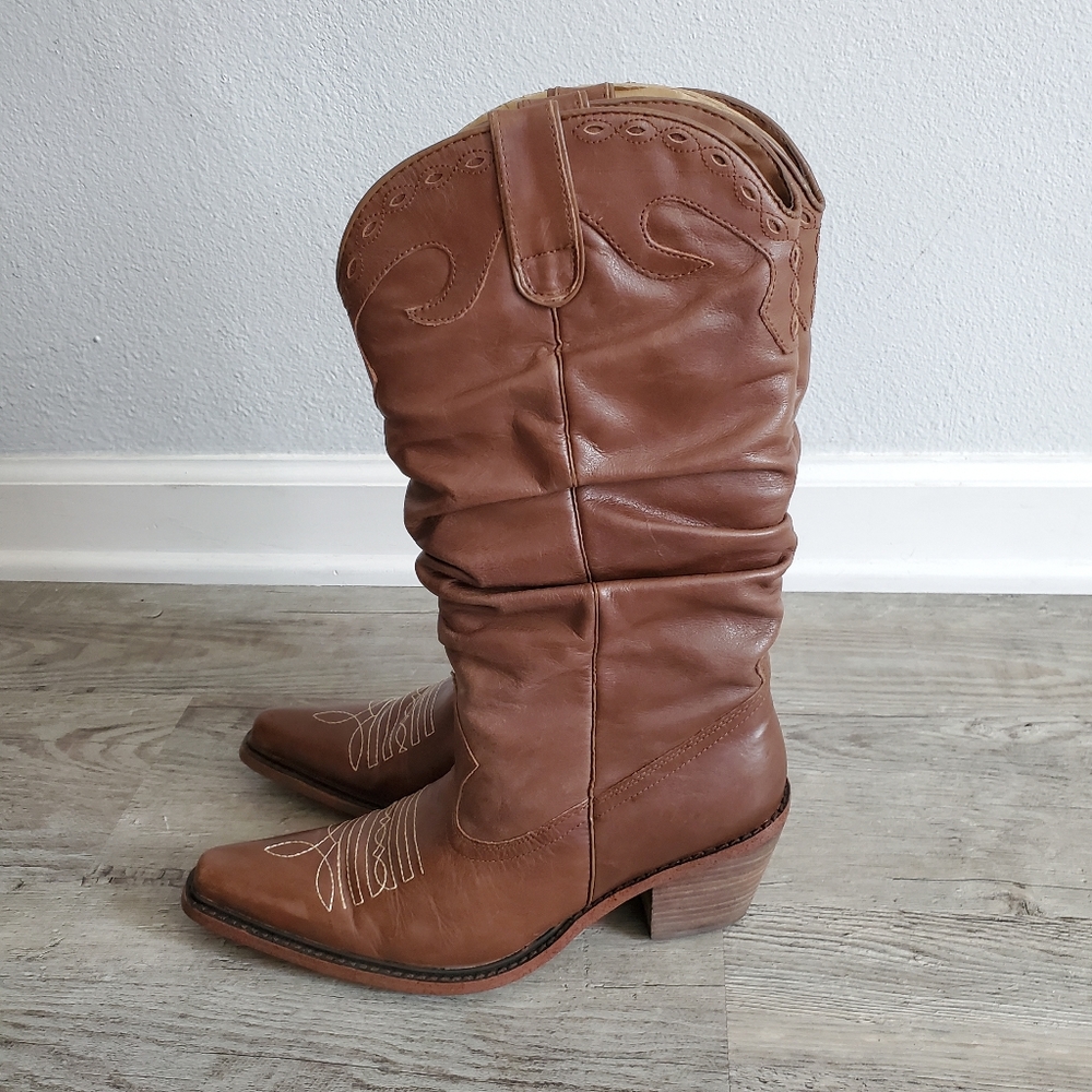 Steve Madden Sadddle Brown Leather Boots - US 7.5M